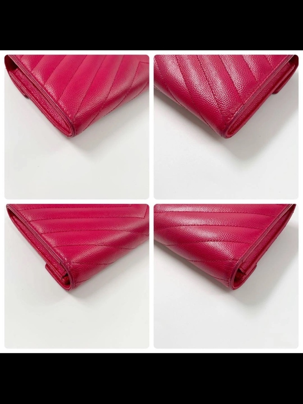 Saint Laurent Pink Chevron Quilted Leather Envelope Wallet with Gold YSL - Picture 6 of 10